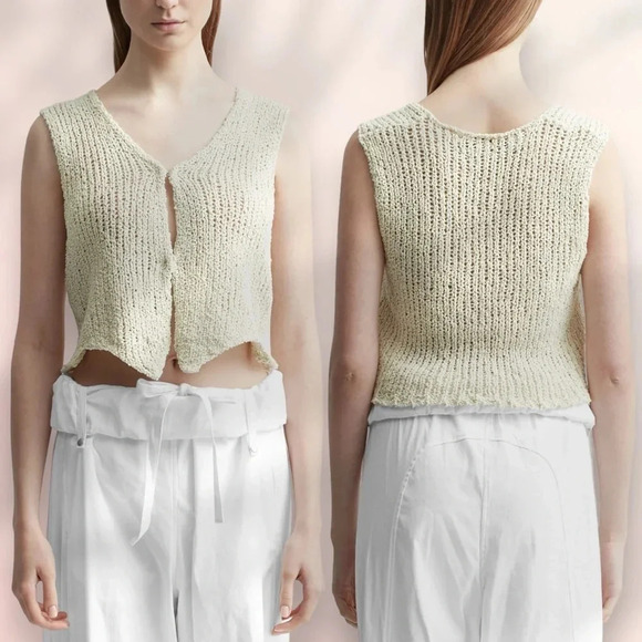 NWT TheOpen Product V NECK KNIT VEST Beige One Size - Picture 13 of 17